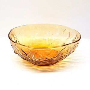 Seneca Glass Bowl Dessert Fruit Amber Driftwood Morgantown Crinkle